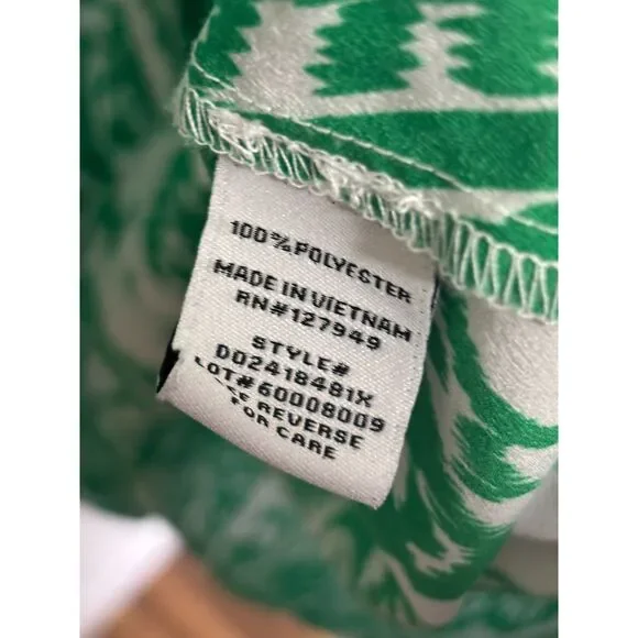 Emma & Michele 2X Green White Ikat Paisley Boho Peasant Dress Preppy Coastal - Picture 4 of 8